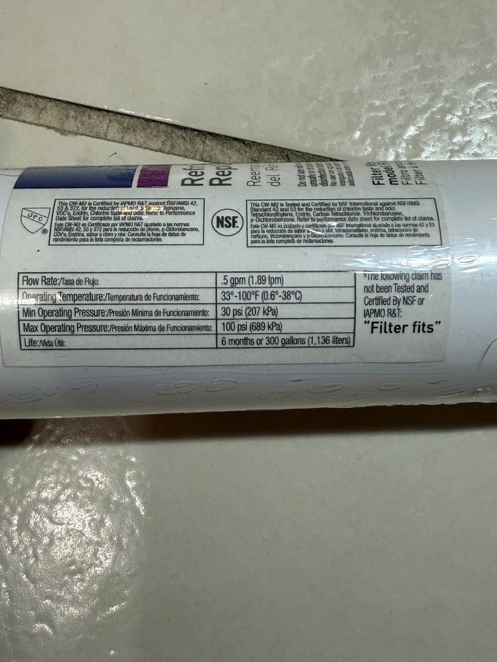 Culligan CW-M2 Refrigerator Water Filter Fits Whirlpool Filter 4 4396701 NSF